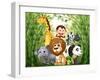 Illustration of a Bamboo Forest with Many Animals-interactimages-Framed Photographic Print
