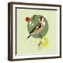 Illustration of a Bird on Blooming Branch with Geometric Shapes-Radiocat-Framed Art Print