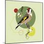 Illustration of a Bird on Blooming Branch with Geometric Shapes-Radiocat-Mounted Art Print