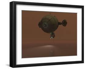 Illustration of a Blimp Towing a Sensor Through Liquid Ethane on Titan-Stocktrek Images-Framed Photographic Print