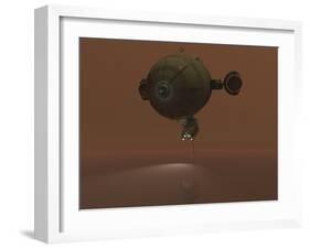 Illustration of a Blimp Towing a Sensor Through Liquid Ethane on Titan-Stocktrek Images-Framed Photographic Print