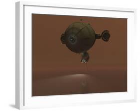 Illustration of a Blimp Towing a Sensor Through Liquid Ethane on Titan-Stocktrek Images-Framed Photographic Print