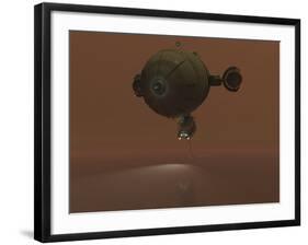 Illustration of a Blimp Towing a Sensor Through Liquid Ethane on Titan-Stocktrek Images-Framed Photographic Print