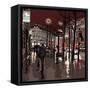 Illustration of a Boulevard in Paris at Night-isaxar-Framed Stretched Canvas