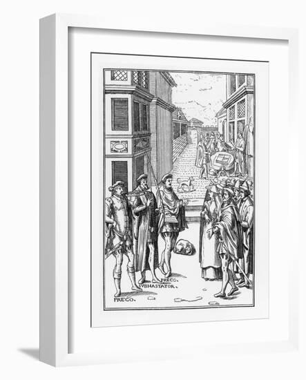 Illustration of a Business Transaction on the Street in Northumberland in the 16th Century-null-Framed Giclee Print