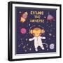 Illustration of a Cute Funny Monkey in Space-Maria Skrigan-Framed Art Print