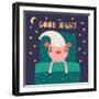 Illustration of a Cute Funny Sleeping Pig in a Nightcap-Maria Skrigan-Framed Art Print