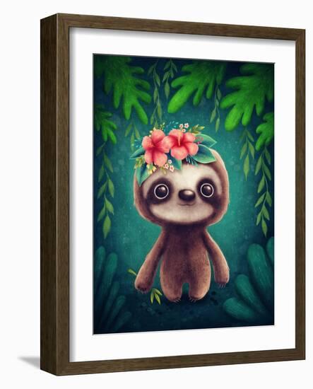 Illustration of a Cute Sloth-null-Framed Art Print