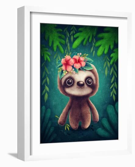 Illustration of a Cute Sloth-null-Framed Art Print