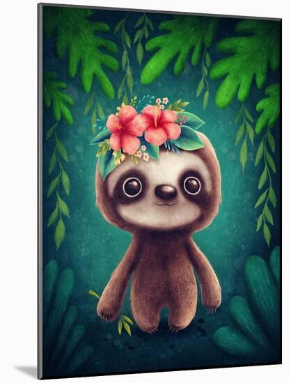Illustration of a Cute Sloth-null-Mounted Art Print