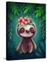 Illustration of a Cute Sloth-null-Stretched Canvas