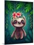 Illustration of a Cute Sloth-null-Mounted Art Print