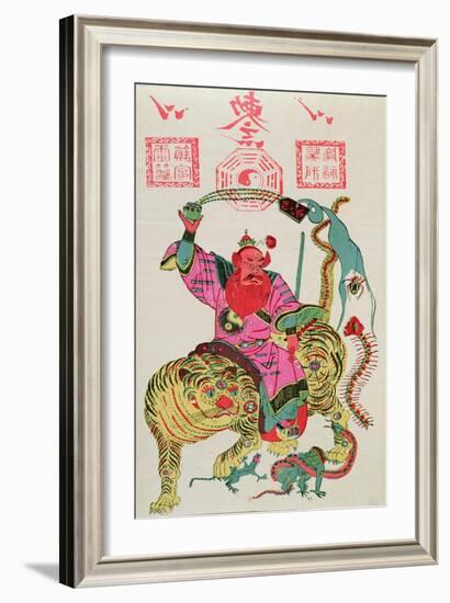 Illustration of a Divinity Employing Exorcism and Throwing from a Magic Bowl Five Poisonous Animals-null-Framed Giclee Print