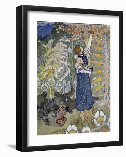 Illustration of a Fairy Tale: a Dragon and a Girl, 1898-Elena Dmitriewna Polenova-Framed Giclee Print