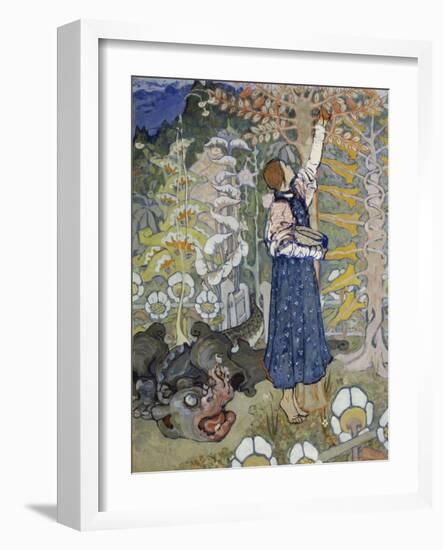 Illustration of a Fairy Tale: a Dragon and a Girl, 1898-Elena Dmitriewna Polenova-Framed Giclee Print