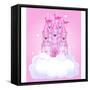 Illustration of a Fairy Tale Princess Castle in the Sky. Raster Version.-Dazdraperma-Framed Stretched Canvas