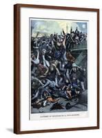 Illustration of a Footbridge Collapsing during Celebrations of the 1900 Paris Exposition-Stefano Bianchetti-Framed Giclee Print