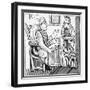 Illustration of a Fortune Teller Reading Magical Signs to a Paying Customer-null-Framed Giclee Print