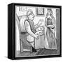 Illustration of a Fortune Teller Reading Magical Signs to a Paying Customer-null-Framed Stretched Canvas