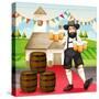 Illustration of a German Man at Oktoberfest-interactimages-Stretched Canvas