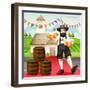 Illustration of a German Man at Oktoberfest-interactimages-Framed Photographic Print