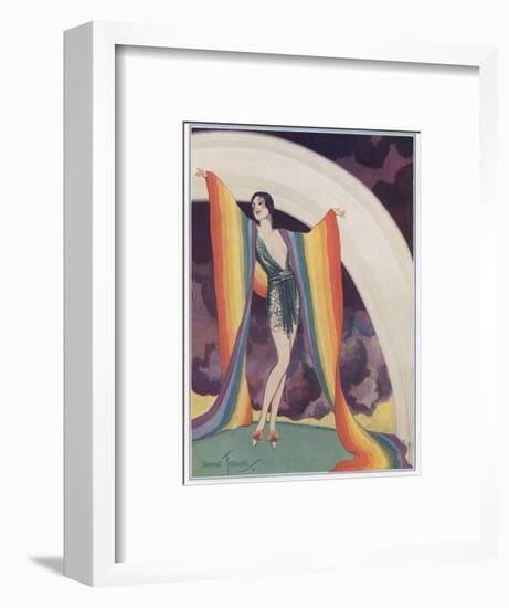 Illustration of a Glamorous Lady Wearing a Rainbow as a Shawl-null-Framed Photographic Print