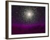 Illustration of a Globular Cluster over the Terrain of a Barren Planet-Stocktrek Images-Framed Photographic Print