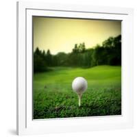 Illustration of a Golf Ball on a Green Meadow-olly2-Framed Photographic Print