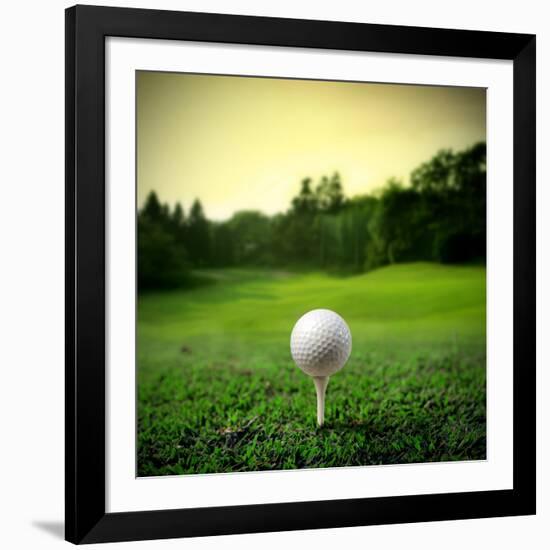 Illustration of a Golf Ball on a Green Meadow-olly2-Framed Photographic Print