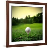 Illustration of a Golf Ball on a Green Meadow-olly2-Framed Photographic Print