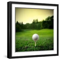 Illustration of a Golf Ball on a Green Meadow-olly2-Framed Photographic Print