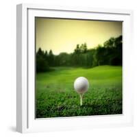 Illustration of a Golf Ball on a Green Meadow-olly2-Framed Photographic Print