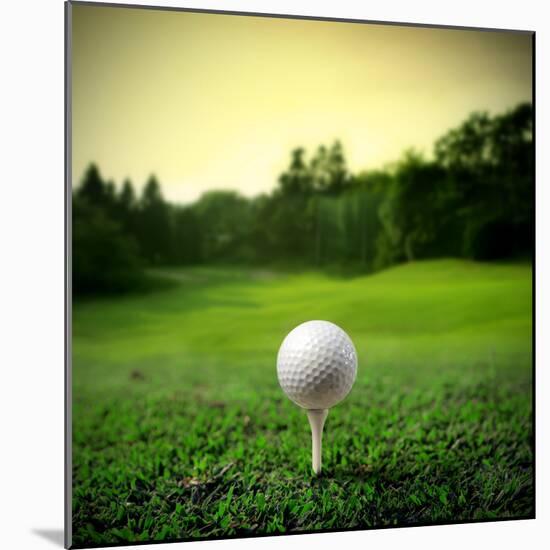 Illustration of a Golf Ball on a Green Meadow-olly2-Mounted Photographic Print