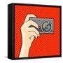 Illustration of a Hand Holding a Photo Camera (Raster Version)-Alena Kozlova-Framed Stretched Canvas