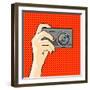 Illustration of a Hand Holding a Photo Camera (Raster Version)-Alena Kozlova-Framed Art Print