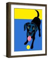 Illustration of a Happy Playful Black Labrador Retriever-TeddyandMia-Framed Art Print