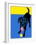 Illustration of a Happy Playful Black Labrador Retriever-TeddyandMia-Framed Art Print