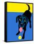 Illustration of a Happy Playful Black Labrador Retriever-TeddyandMia-Framed Stretched Canvas