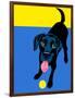 Illustration of a Happy Playful Black Labrador Retriever-TeddyandMia-Framed Art Print