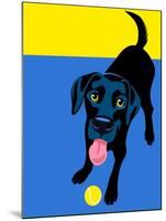 Illustration of a Happy Playful Black Labrador Retriever-TeddyandMia-Mounted Art Print