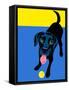 Illustration of a Happy Playful Black Labrador Retriever-TeddyandMia-Framed Stretched Canvas