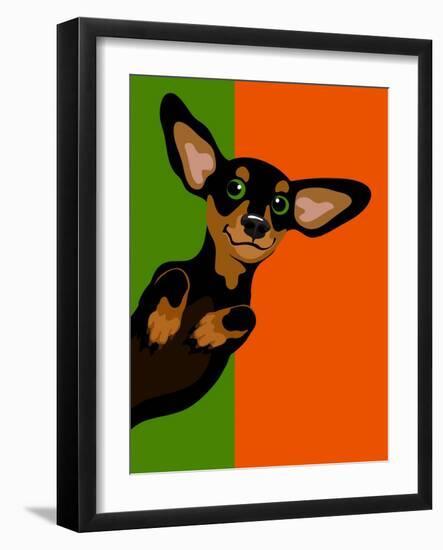 Illustration Of A Happy Playful Dachchund-TeddyandMia-Framed Art Print