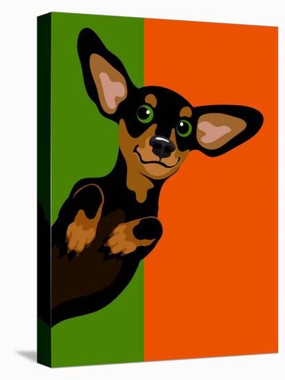 Illustration Of A Happy Playful Dachchund-TeddyandMia-Stretched Canvas