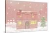 Illustration of a House While Snowing-null-Stretched Canvas