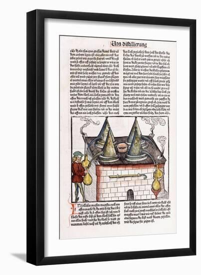 Illustration of a Late 15th Century Distillery to Extract the Essential Oils of Plants, 1500-Hieronymus Brunschwig-Framed Giclee Print