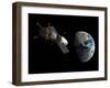 Illustration of a Lunar Tug Propelling Itself into Earth Orbit-Stocktrek Images-Framed Photographic Print