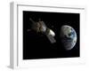 Illustration of a Lunar Tug Propelling Itself into Earth Orbit-Stocktrek Images-Framed Photographic Print