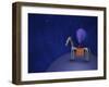 Illustration of a Martian Riding a Horse Atop a Planet in Outer Space-null-Framed Photographic Print