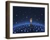 Illustration of a Martian Watering a Starfield-null-Framed Photographic Print