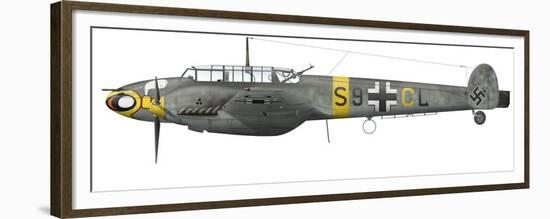 Illustration of a Messerschmitt Bf-110D of the German Air Force-Stocktrek Images-Framed Premium Giclee Print